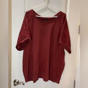 Torrid Maroon Eyelet Sleeve Blouse Size 5X